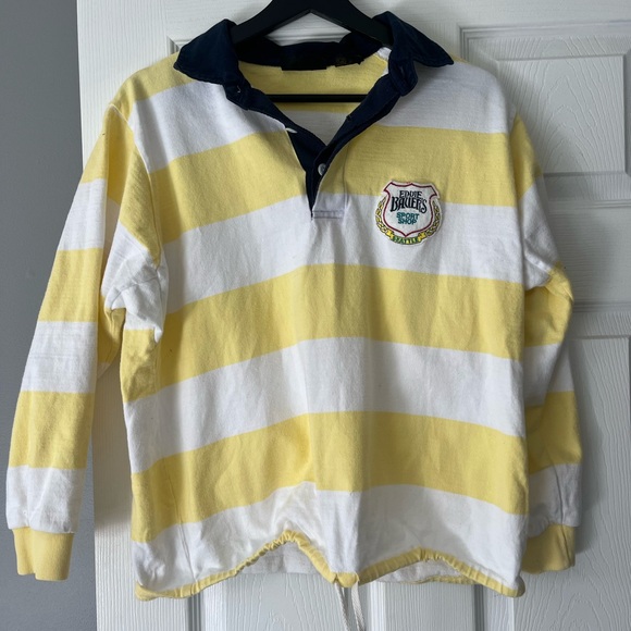 Yellow and White Striped Vintage Eddie Bauer Top - Picture 1 of 5